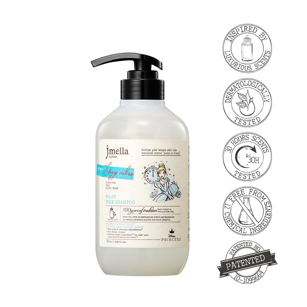 JMELLA IN FRANCE DISNEY LAZY VIBES HAIR SHAMPOO Парфюмированный шампунь для волос "Белый мускус и ирис" (Золушка) 1000мл (Без ЧЗ)