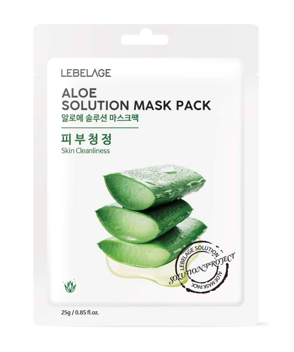 LEBELAGE ALOE SOLUTION MASK PACK Тканевая маска с алоэ 25г*10шт