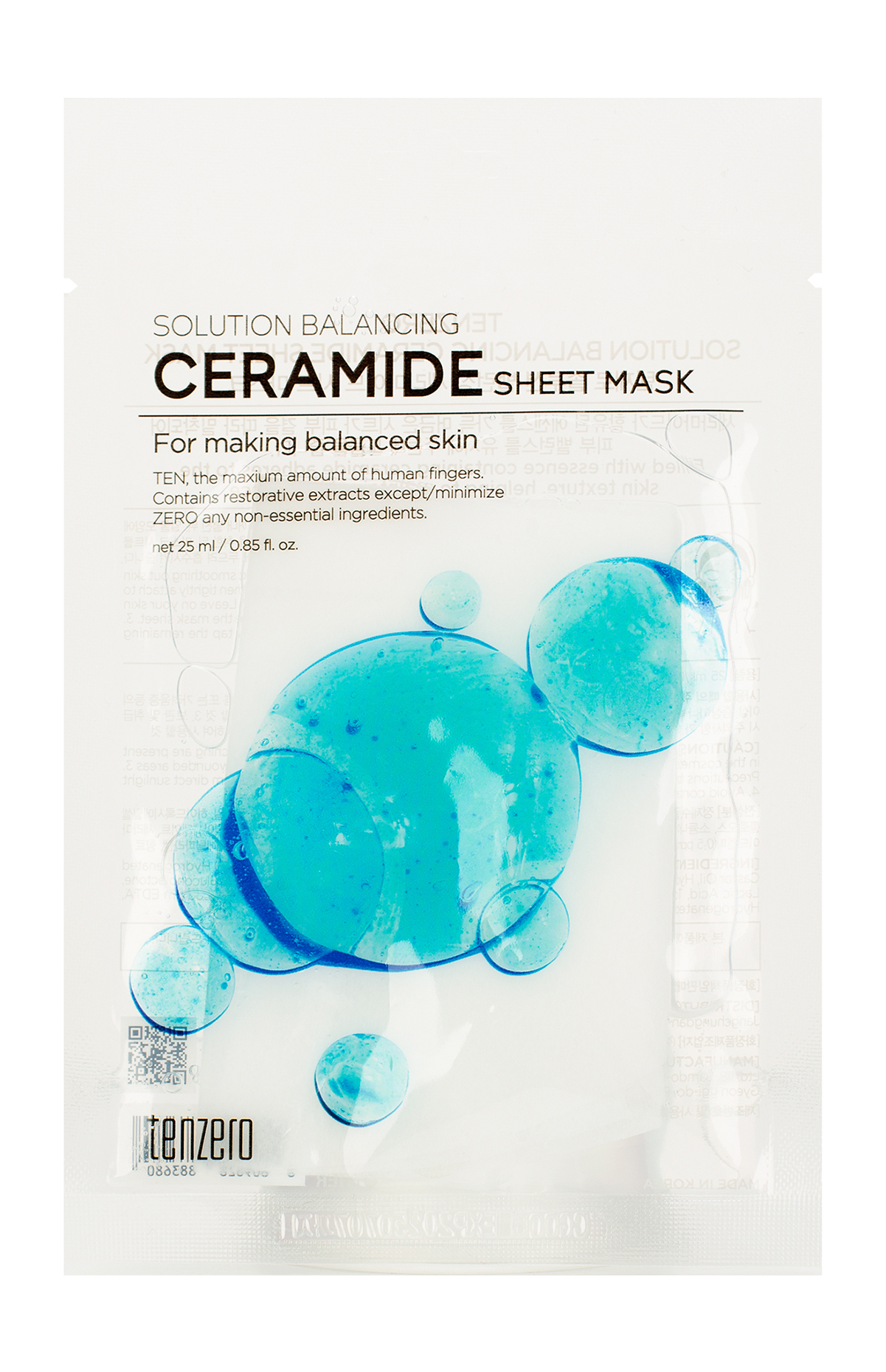 TENZERO SOLUTION BALANCING CERAMIDE SHEET MASK Балансирующая омолаживающая тканевая маска с керамидами 25мл*10шт