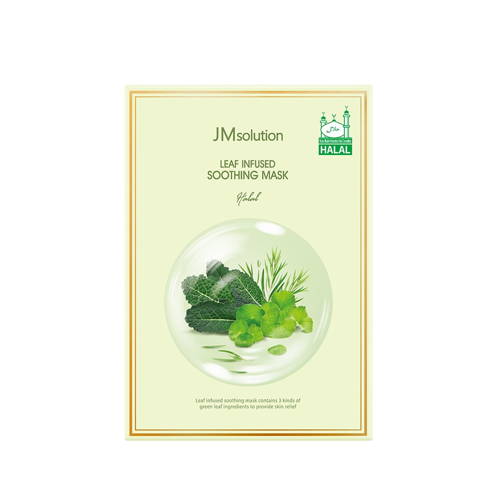 JM SOLUTION INFUSED LEAF SOOTHING MASK HALAL Успокаивающая маска с экстрактом зеленых листьев