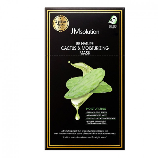 JM SOLUTION BE NATURE CACTUS & MOISTURIZING MASK Увлажняющая тканевая маска с экстрактом кактуса 24мл*10шт (Без ЧЗ)