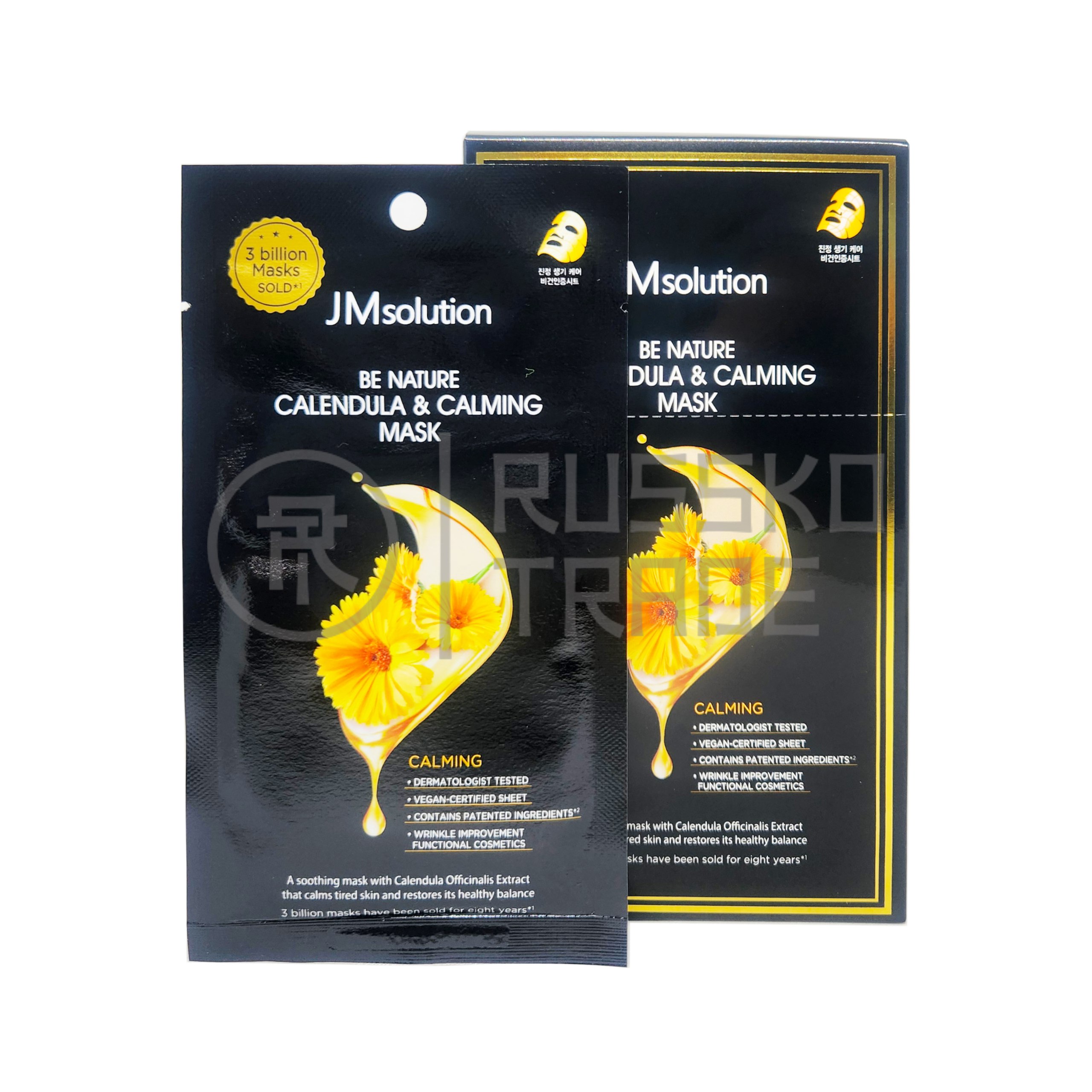 JM SOLUTION BE NATURE CALENDULA & CALMING MASK Увлажняющая тканевая маска с экстрактом календулы 24мл*10шт (Без ЧЗ)