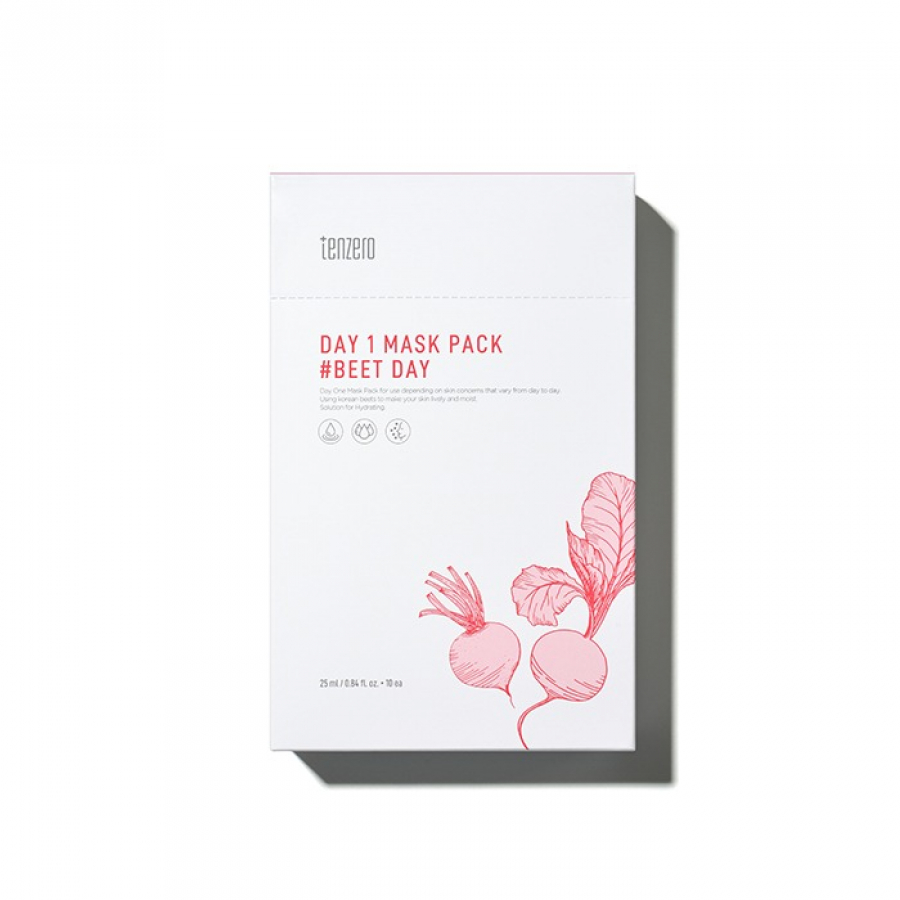 TENZERO DAY 1 MASK PACK #BEET DAY Тканевая маска с экстрактом свеклы 25мл*10шт (Без ЧЗ)