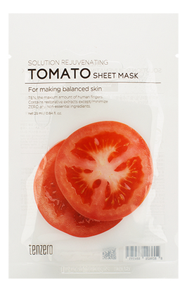TENZERO SOLUTION REJUVENATING TOMATO SHEET MASK Тканевая маска с экстрактом томата 25мл*10шт (Без ЧЗ)