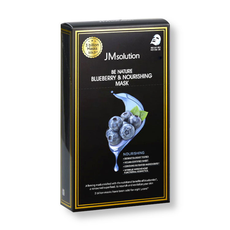 JM SOLUTION BE NATURE BLUEBERRY & NOURISHING MASK Тканевая маска с экстрактом голубики 24мл*10шт