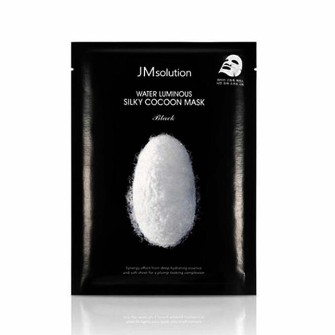 JM SOLUTION WATER LUMINOUS SILKY COCOON MASK BLACK Маска для упругости кожи с протеинами шелка