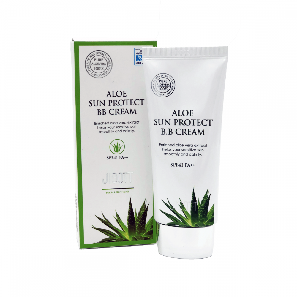 JIGOTT ALOE SUN PROTECT B.B CREAM  Солнцезащитный ББ крем для лица с Алоэ SPF41 PA++ - картинка jigott-aloe-sun-protect-b.b-cream-1000x1000.png