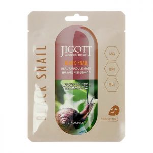 JIGOTT REAL AMPOULE MASK BLACK SNAIL Тканевая маска для лица с муцином черной улитки - картинка jigott-black-snail-real-ampoule-mask-tkanevaja-maska-dlja-lica-s-mucinom-chernoj-ulitki-300x300.jpg