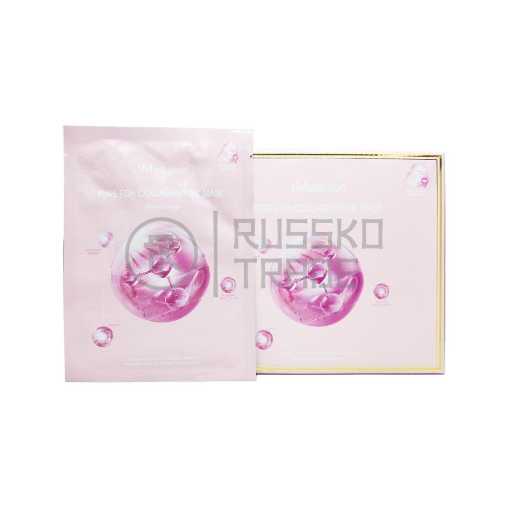 JM SOLUTION PURE COLLAGEN PINK MASK FIRMING Укрепляющая тканевая маска с коллагеном для сияния кожи 30мл*50шт - картинка img_20240916_101619_791-1000x1000.jpg