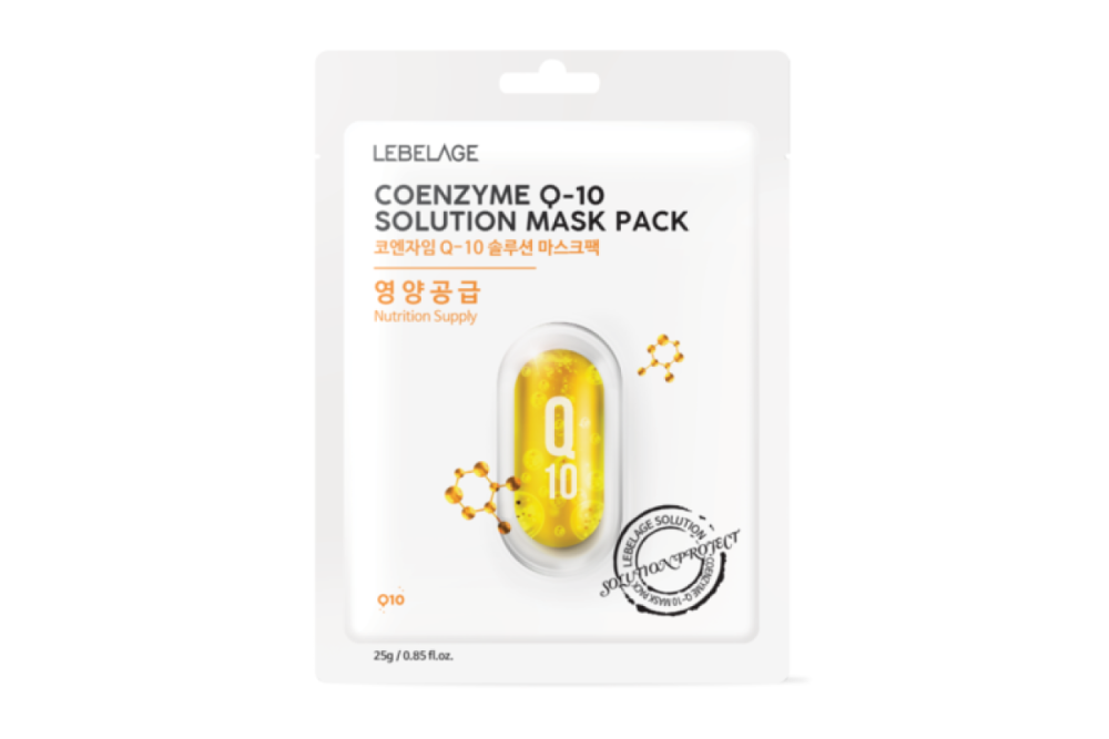 LEBELAGE COENZYME Q10 SOLUTION MASK PACK Тканевая маска с коэнзимом Q10 25г - картинка lebelage-coenzyme-q10-solution-mask-pack-tkanevaja-maska-s-kojenzimom-q10-25g-1000x667.png