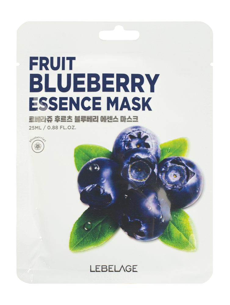 LEBELAGE FRUIT BLUEBERRY ESSENCE MASK Тканевая маска с голубикой 25мл - картинка lebelage-fruit-blueberry-essence-mask-tkanevaja-maska-s-golubikoj-25ml-754x1000.jpg