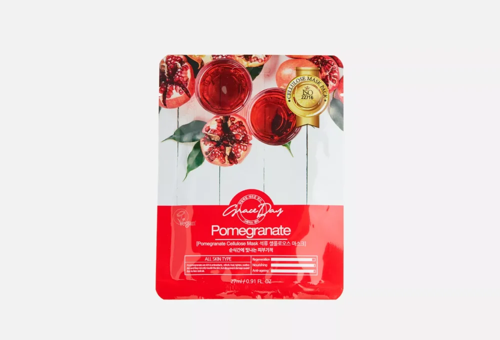 GRACE DAY POMEGRANATE CELLULOSE MASK Тканевая маска для лица с экстрактом граната 27гр - картинка grace-day-pomegranate-cellulose-mask-tkanevaja-maska-dlja-lica-s-jekstraktom-granata-27gr-1000x679.webp